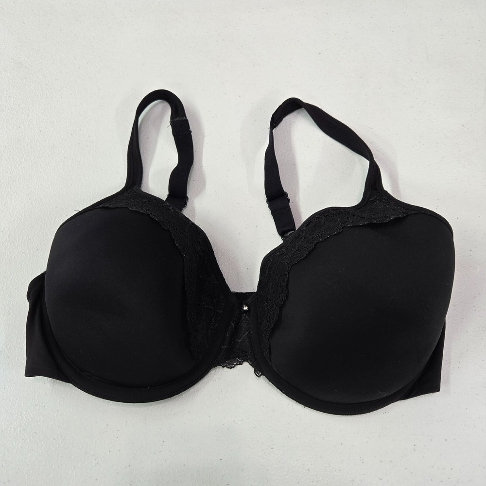 Bali Women Bra 36D Black Lace Trim Underwire Lightly‎ Lined Adjustable Straps
